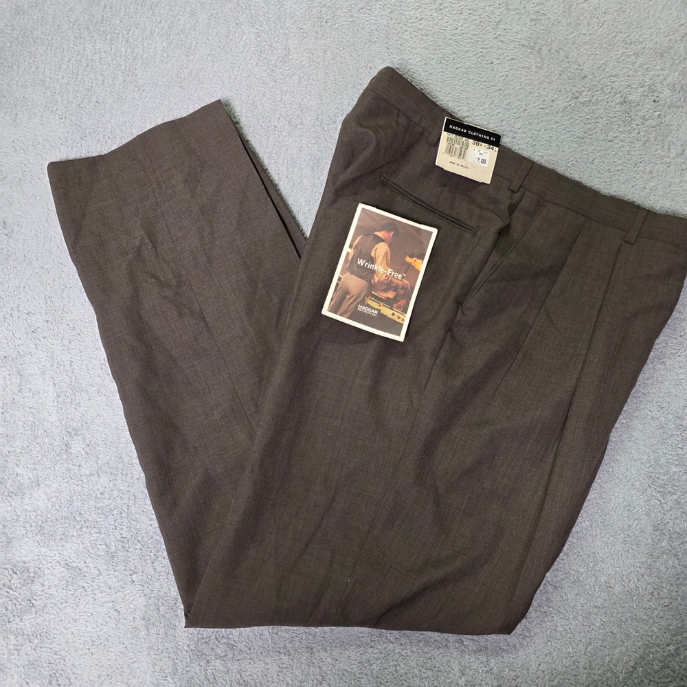 Haggar Men's Dress Pants in Dark Brown